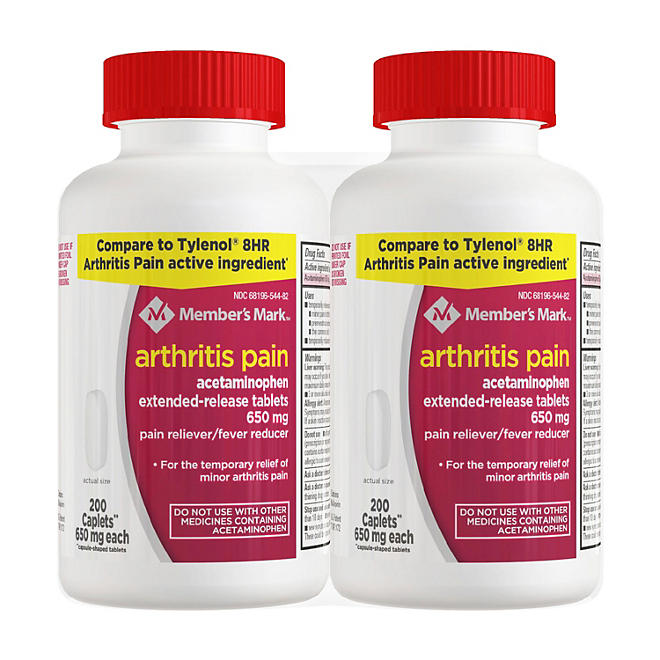 Member's Mark Arthritis Pain, Acetaminophen Tablets, 650 mg (200 ct., 2 pk.)